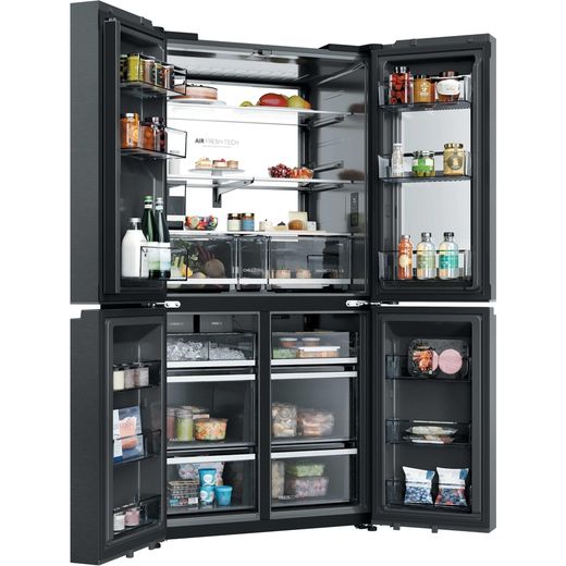 Haier Horizon American Fridge Freezer - Obsidian Steel - Doors open right perspective